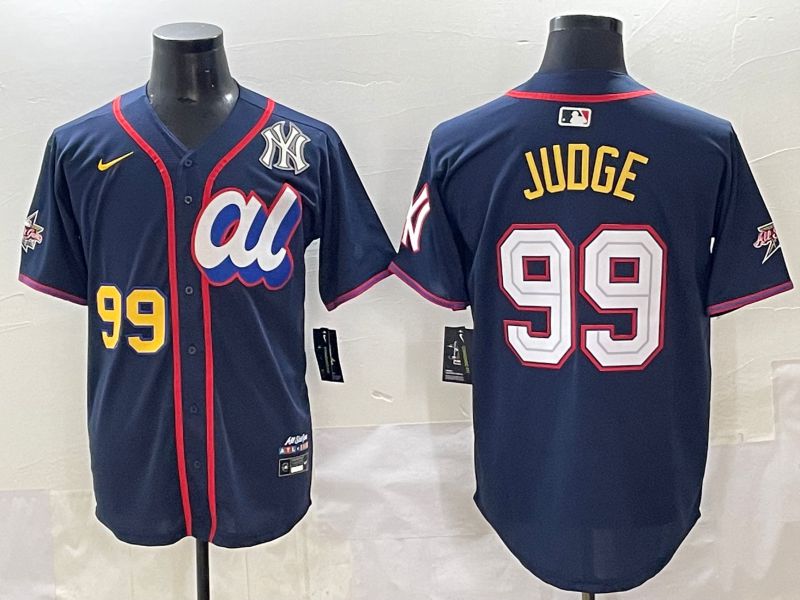 Men 2025 New York Yankees #99 Judge Blue All star Blank Blue Nike MLB Jersey style 7